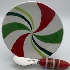 Tag Holiday 6” Cheese Plate and Serving Knife